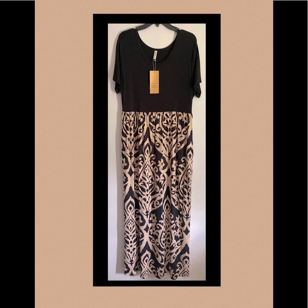 NWT GRECERELLE Women's Casual Loose Pocket Long Dress Short Sleeve Maxi Dresses